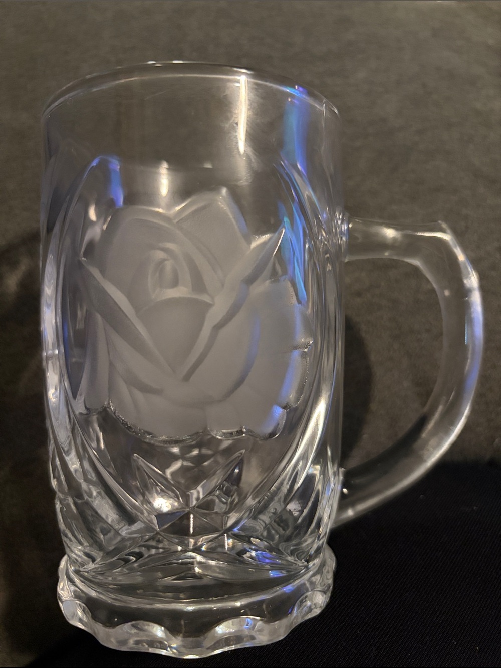 Mikasa Clear Etched Rose Glass